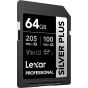 Memoria Lexar 64GB SDXC Professional SILVER PLUS UHS Up to 205MB/s read, 150MB/s write speed