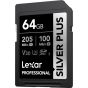 Memoria Lexar 64GB SDXC Professional SILVER PLUS UHS Up to 205MB/s read, 150MB/s write speed