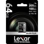 Memoria Lexar 64GB SDXC Professional SILVER PLUS UHS Up to 205MB/s read, 150MB/s write speed