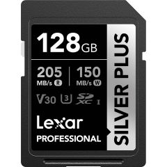 Memoria Lexar 128GB SDXC Professional SILVER PLUS UHS Up to 205MB/s read, 150MB/s write speed